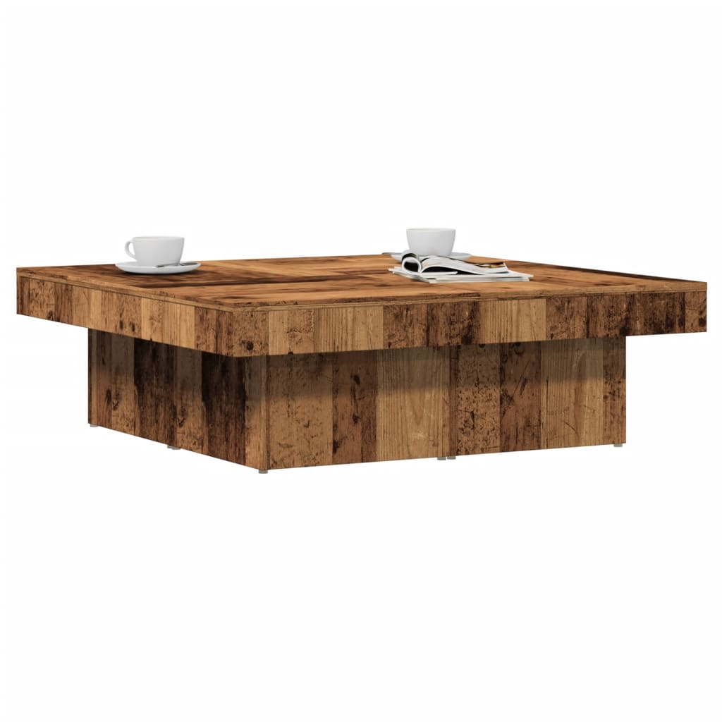 Salontafel 90x90x28 cm bewerkt hout oud houtkleurig is nu te koop bij PeponiXL, paradijselijk wonen!