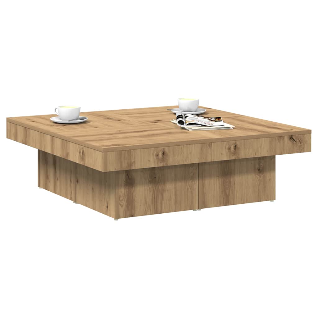 Salontafel 90x90x28 cm bewerkt hout artisanaal eikenkleur is nu te koop bij PeponiXL, paradijselijk wonen!