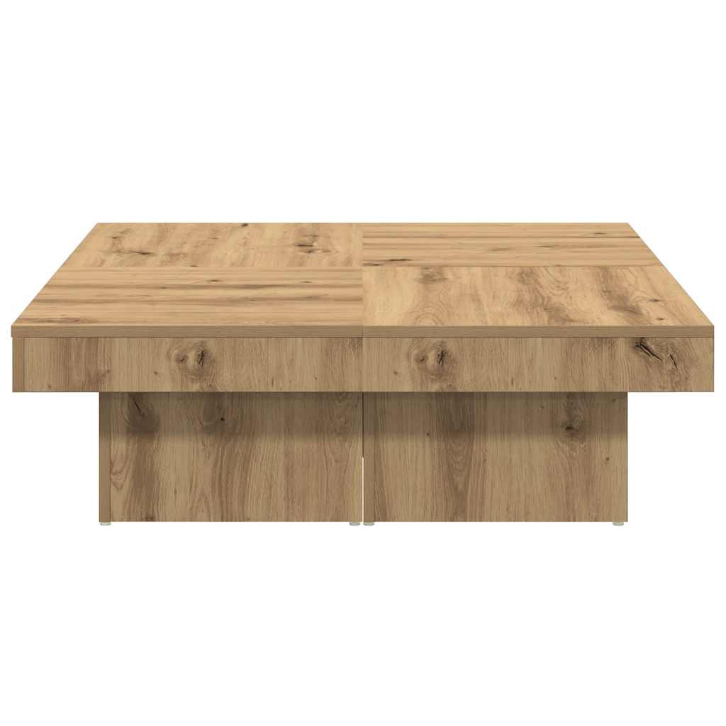 Salontafel 90x90x28 cm bewerkt hout artisanaal eikenkleur is nu te koop bij PeponiXL, paradijselijk wonen!