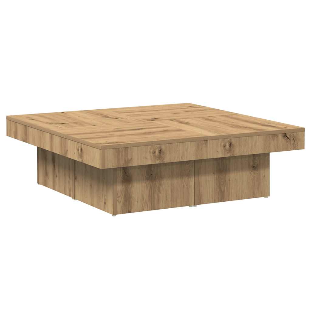 Salontafel 90x90x28 cm bewerkt hout artisanaal eikenkleur is nu te koop bij PeponiXL, paradijselijk wonen!