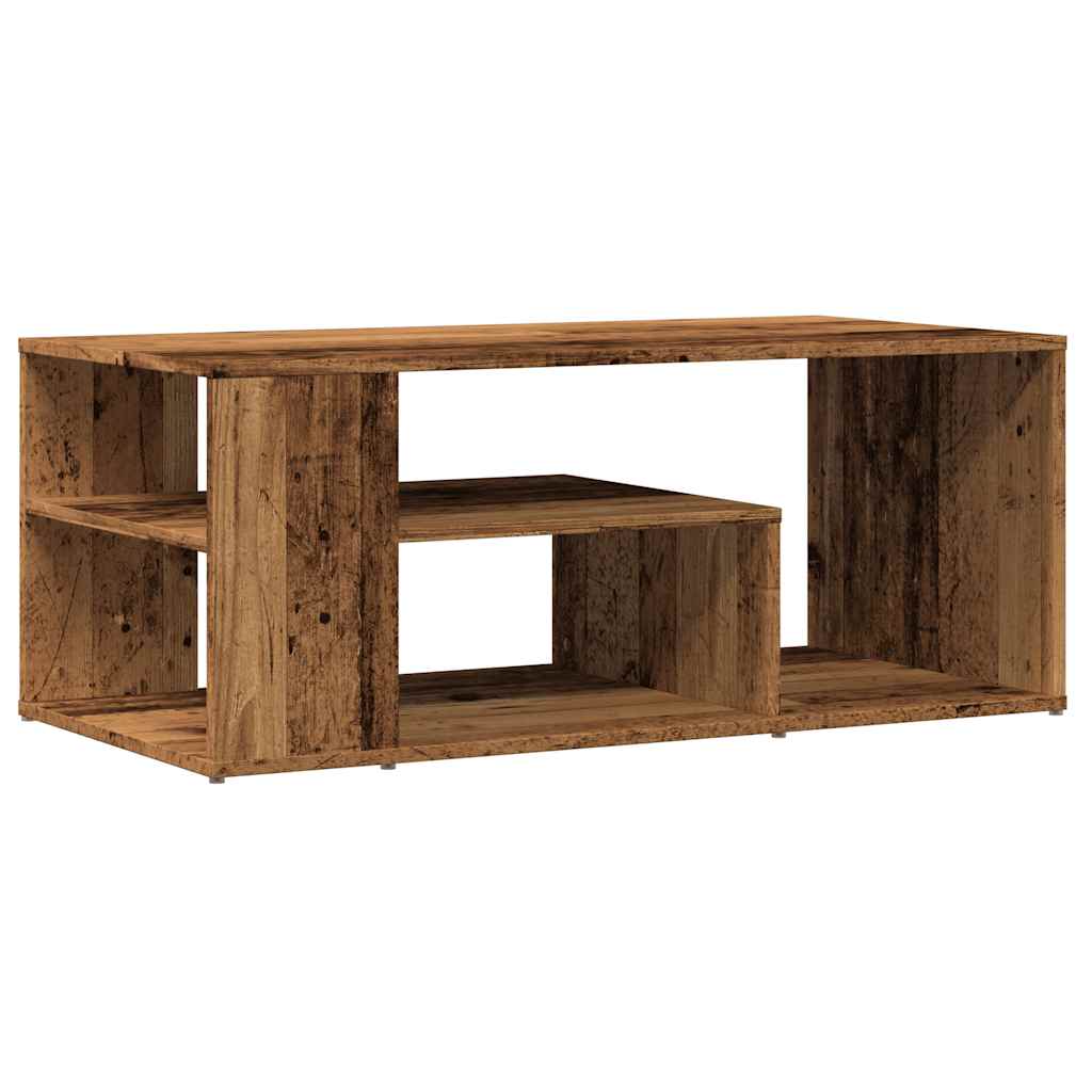 Salontafel 100x50x40 cm bewerkt hout oud houtkleurig is nu te koop bij PeponiXL, paradijselijk wonen!