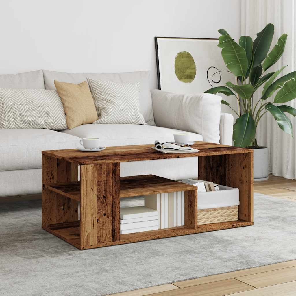 Salontafel 100x50x40 cm bewerkt hout oud houtkleurig is nu te koop bij PeponiXL, paradijselijk wonen!