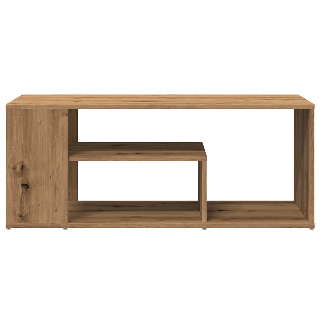 Salontafel 100x50x40 cm bewerkt hout artisanaal eikenkleurig is nu te koop bij PeponiXL, paradijselijk wonen!