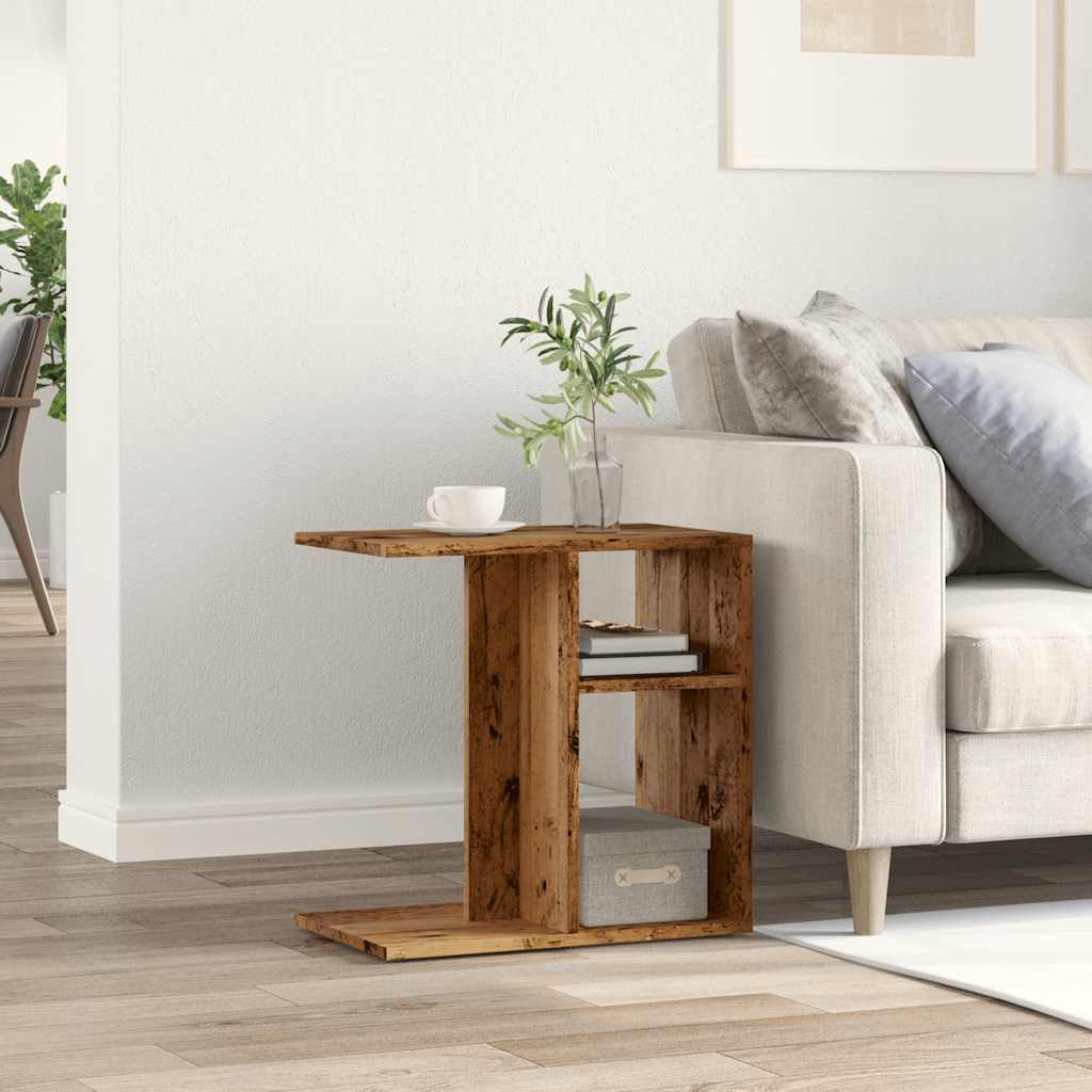 Bijzettafel 50x30x50 cm bewerkt hout oud houtkleurig is nu te koop bij PeponiXL, paradijselijk wonen!