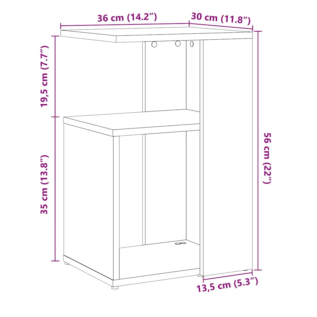 Bijzettafel 50x30x50 cm bewerkt hout oud houtkleurig is nu te koop bij PeponiXL, paradijselijk wonen!