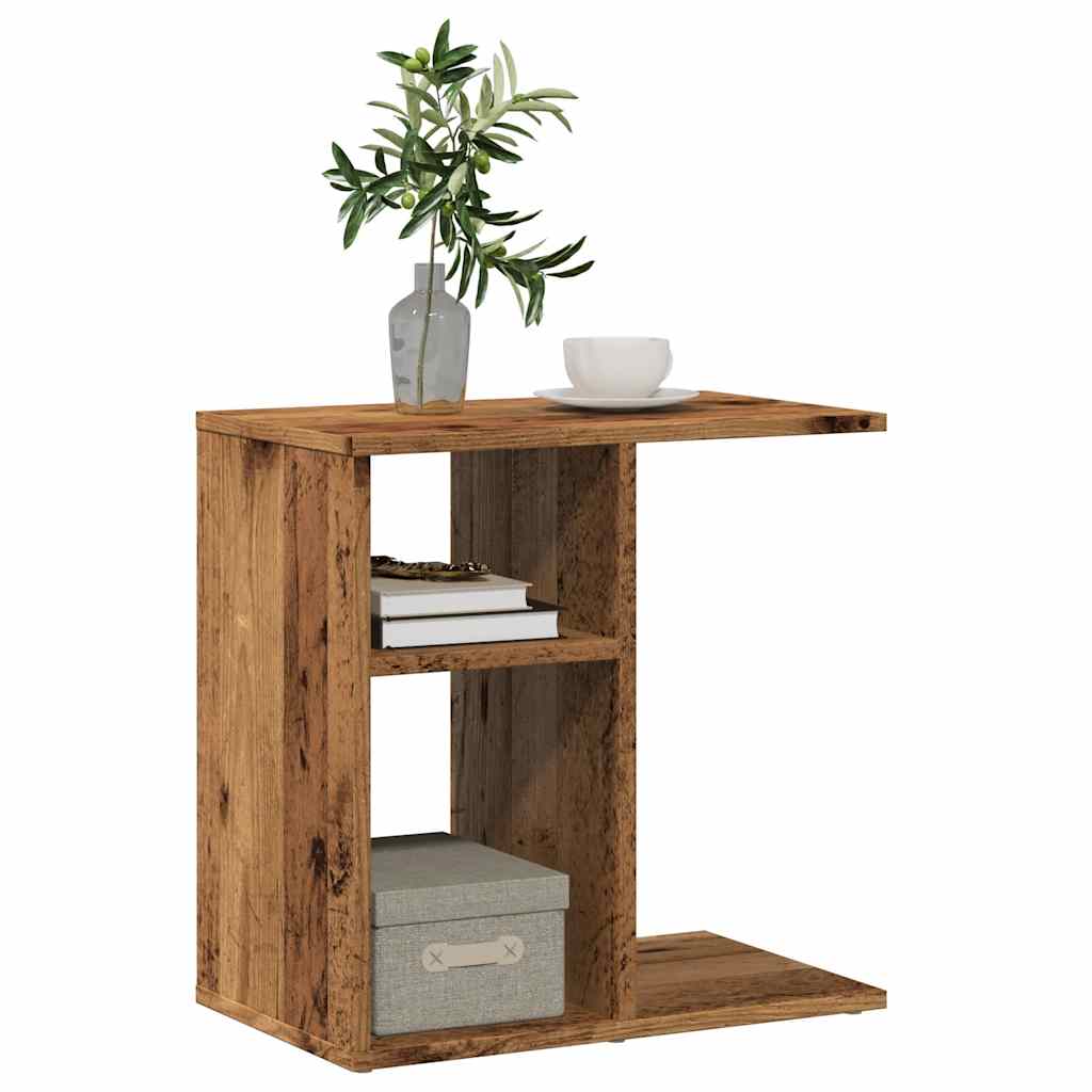Bijzettafel 50x30x50 cm bewerkt hout oud houtkleurig is nu te koop bij PeponiXL, paradijselijk wonen!
