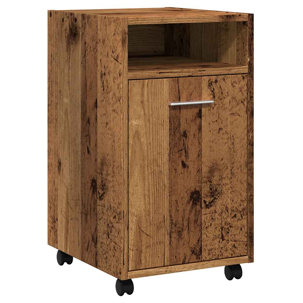 Kast met wielen 33x38x60 cm bewerkt hout oud houtkleurig is nu te koop bij PeponiXL, paradijselijk wonen!