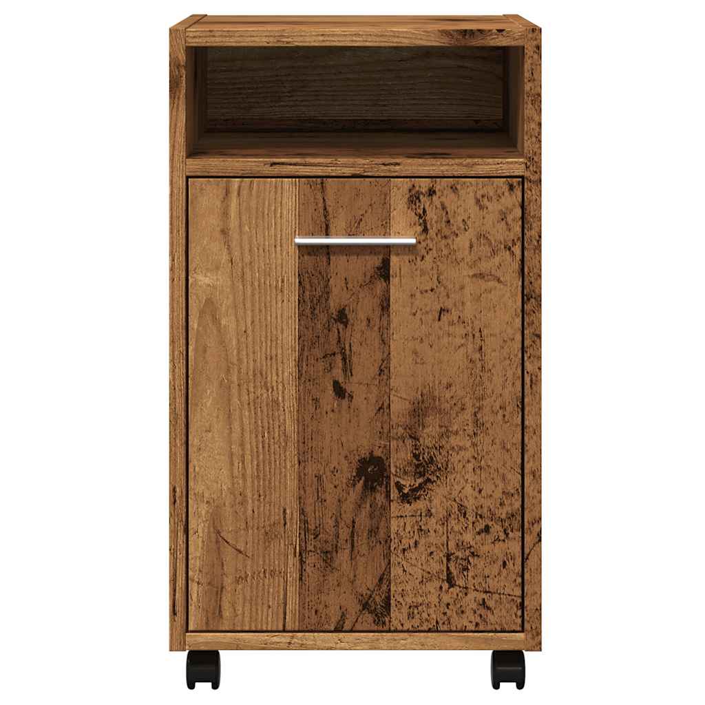 Kast met wielen 33x38x60 cm bewerkt hout oud houtkleurig is nu te koop bij PeponiXL, paradijselijk wonen!