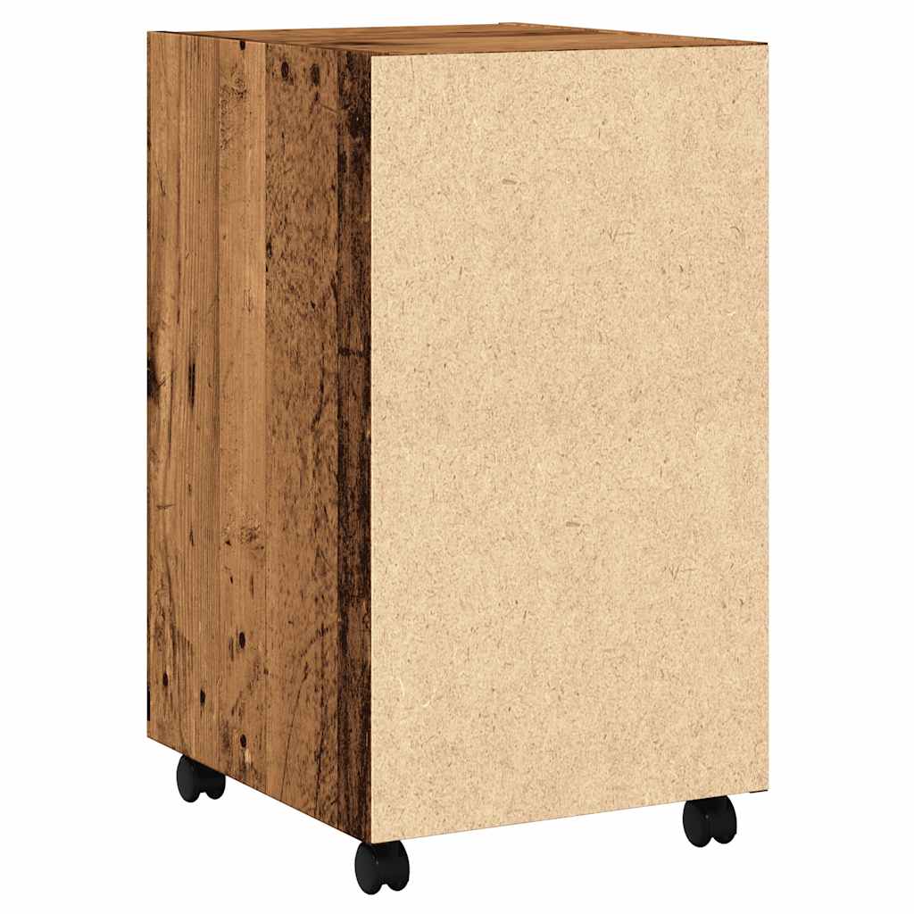 Kast met wielen 33x38x60 cm bewerkt hout oud houtkleurig is nu te koop bij PeponiXL, paradijselijk wonen!