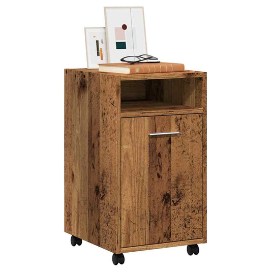Kast met wielen 33x38x60 cm bewerkt hout oud houtkleurig is nu te koop bij PeponiXL, paradijselijk wonen!