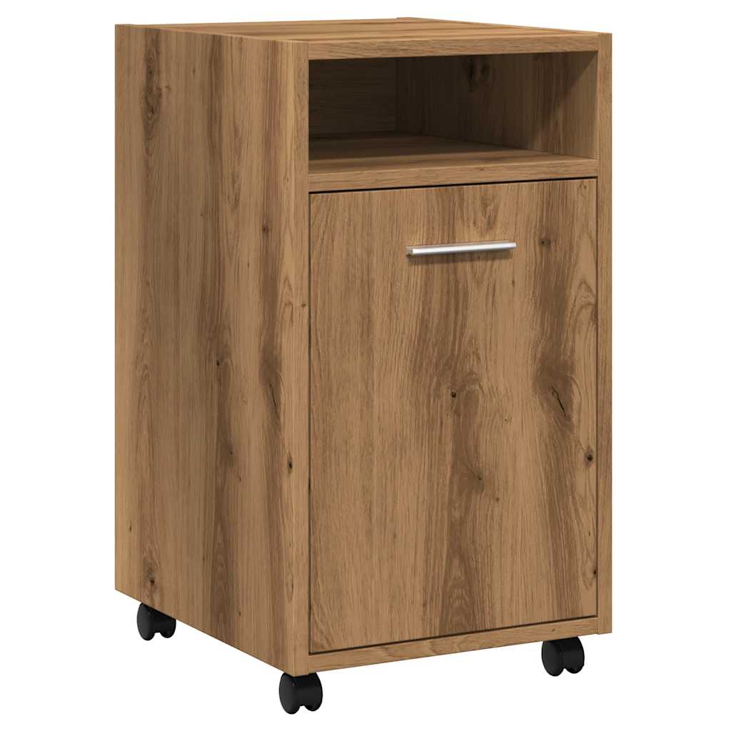 Kast met wielen 33x38x60 cm bewerkt hout artisanaal eikenkleur is nu te koop bij PeponiXL, paradijselijk wonen!