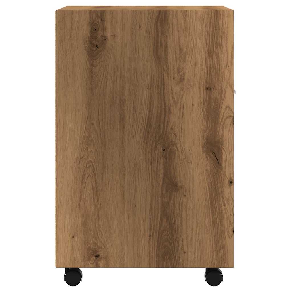 Kast met wielen 33x38x60 cm bewerkt hout artisanaal eikenkleur is nu te koop bij PeponiXL, paradijselijk wonen!