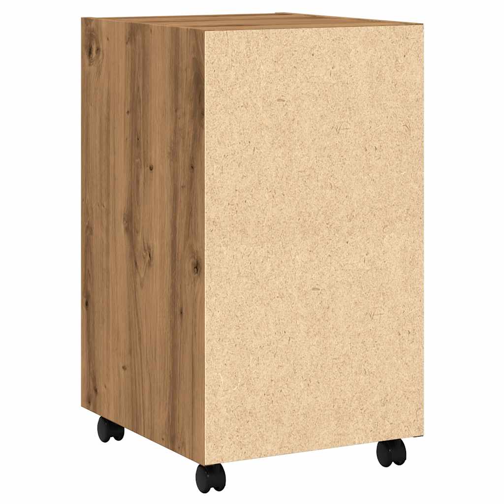 Kast met wielen 33x38x60 cm bewerkt hout artisanaal eikenkleur is nu te koop bij PeponiXL, paradijselijk wonen!