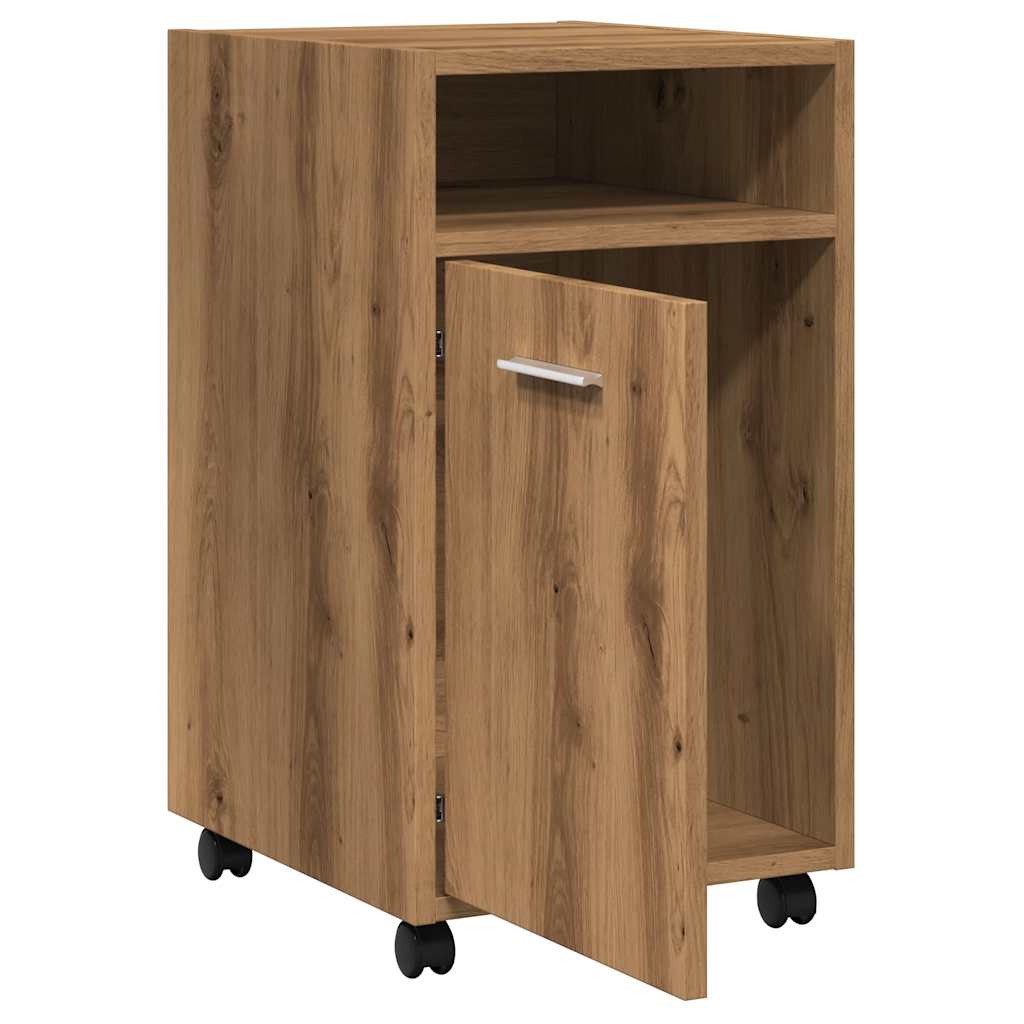 Kast met wielen 33x38x60 cm bewerkt hout artisanaal eikenkleur is nu te koop bij PeponiXL, paradijselijk wonen!