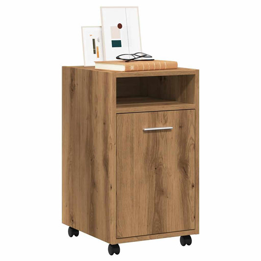 Kast met wielen 33x38x60 cm bewerkt hout artisanaal eikenkleur is nu te koop bij PeponiXL, paradijselijk wonen!