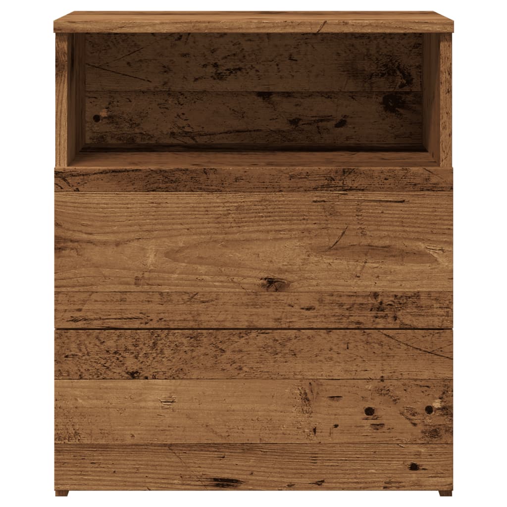 Nachtkastjes 2 st 50x32x60 cm bewerkt hout oud houtkleurig is nu te koop bij PeponiXL, paradijselijk wonen!