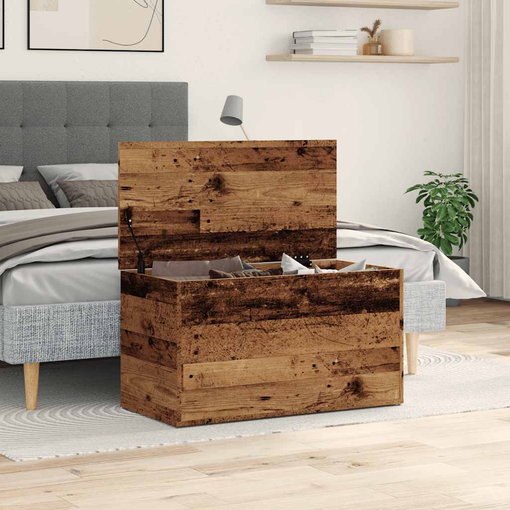 Opbergkist 84x42x46 cm bewerkt hout oud houtkleurig is nu te koop bij PeponiXL, paradijselijk wonen!