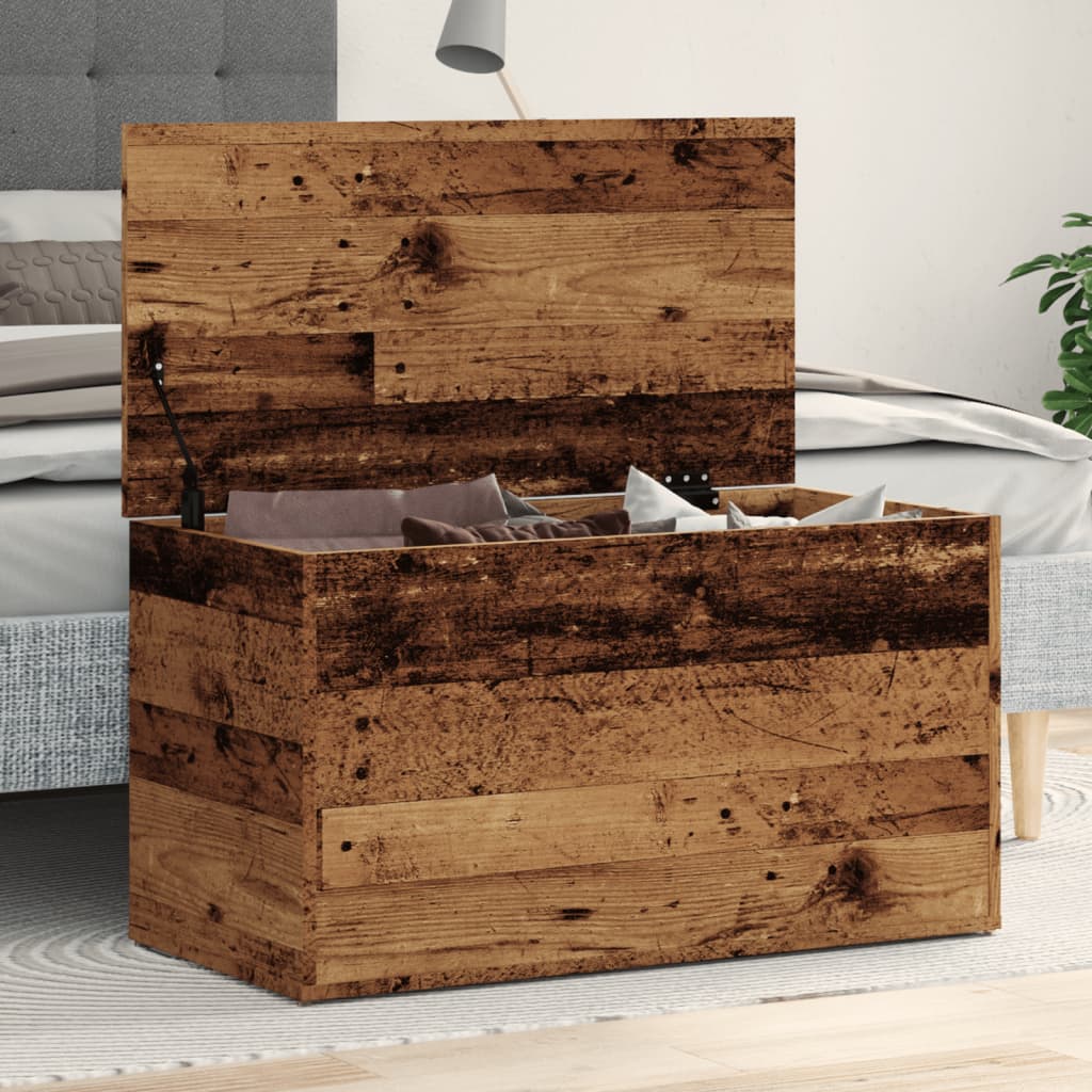 Opbergkist 84x42x46 cm bewerkt hout oud houtkleurig is nu te koop bij PeponiXL, paradijselijk wonen!
