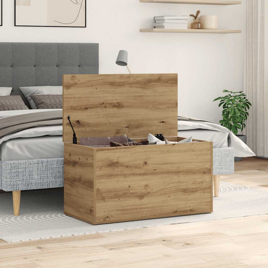 Opbergkist 84x42x46 cm bewerkt hout artisanaal eikenkleurig is nu te koop bij PeponiXL, paradijselijk wonen!