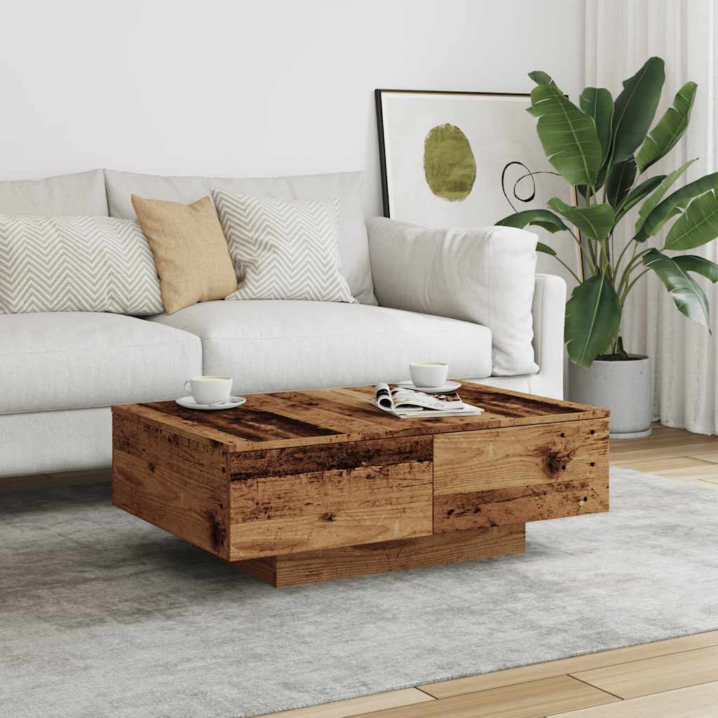 Salontafel 90x60x31 cm bewerkt hout oud houtkleurig is nu te koop bij PeponiXL, paradijselijk wonen!