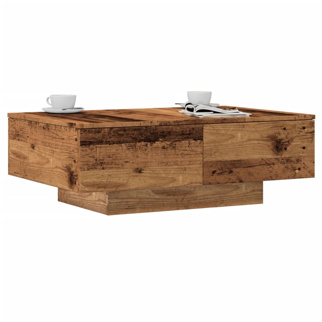 Salontafel 90x60x31 cm bewerkt hout oud houtkleurig is nu te koop bij PeponiXL, paradijselijk wonen!
