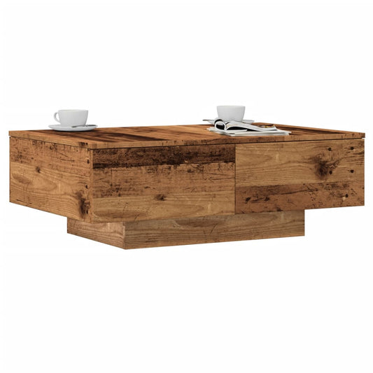 Salontafel 90x60x31 cm bewerkt hout oud houtkleurig is nu te koop bij PeponiXL, paradijselijk wonen!