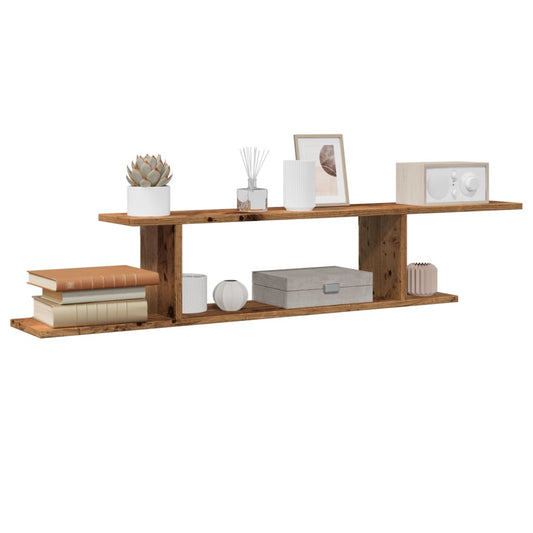 Tv-wandschap 125x18x23 cm bewerkt hout oud houtkleurig is nu te koop bij PeponiXL, paradijselijk wonen!