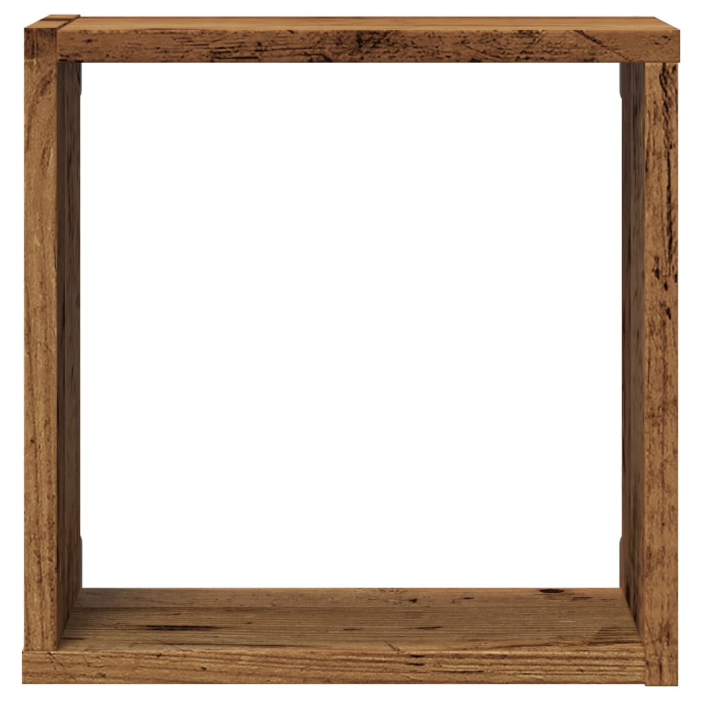 Wandschappen kubus 2 st 30x15x30cm bewerkt hout oud houtkleurig is nu te koop bij PeponiXL, paradijselijk wonen!