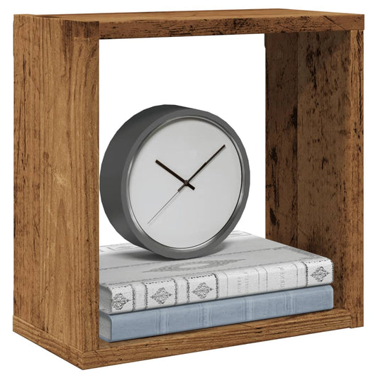 Wandschappen kubus 4 st 30x15x30cm bewerkt hout oud houtkleurig is nu te koop bij PeponiXL, paradijselijk wonen!