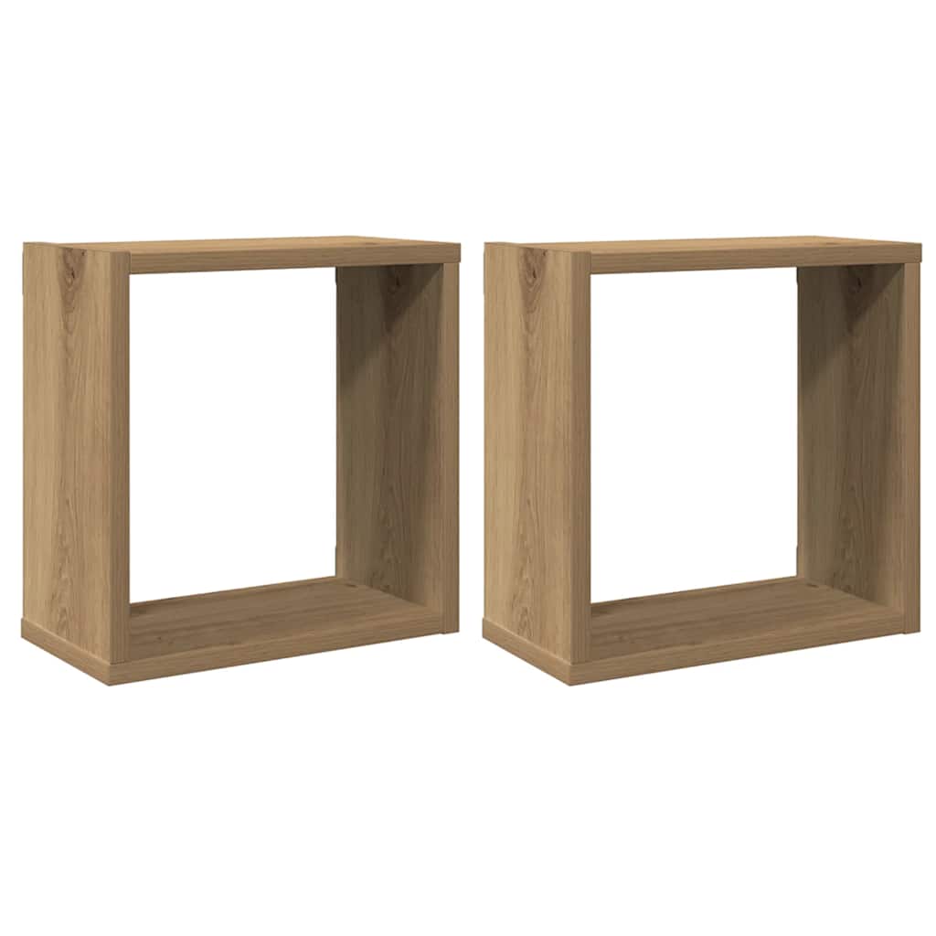 Wandschappen kubus 2st 30x15x30cm bewerkt hout artisanaal eiken is nu te koop bij PeponiXL, paradijselijk wonen!
