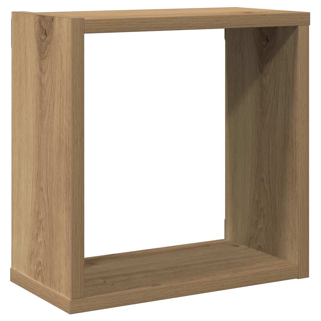 Wandschappen kubus 2st 30x15x30cm bewerkt hout artisanaal eiken is nu te koop bij PeponiXL, paradijselijk wonen!