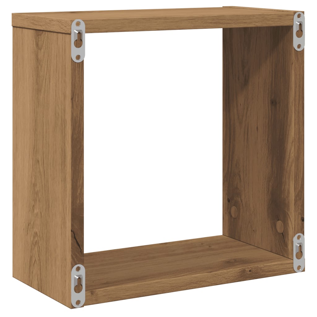Wandschappen kubus 2st 30x15x30cm bewerkt hout artisanaal eiken is nu te koop bij PeponiXL, paradijselijk wonen!