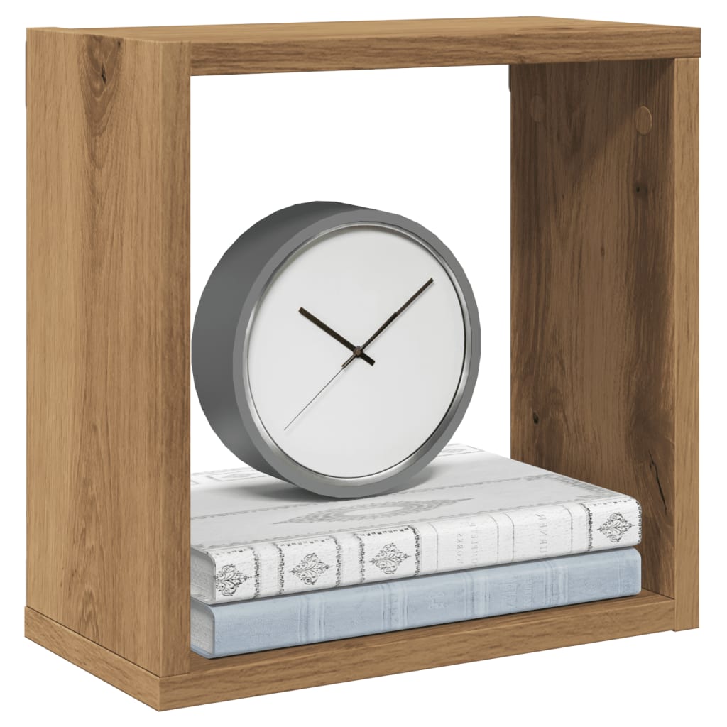 Wandschappen kubus 2st 30x15x30cm bewerkt hout artisanaal eiken is nu te koop bij PeponiXL, paradijselijk wonen!