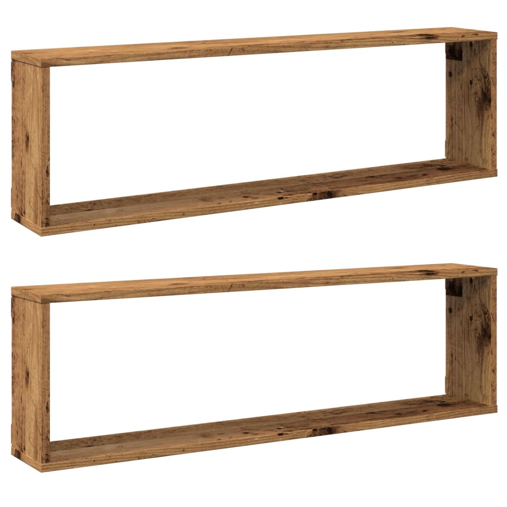 Wandschappen kubus 2 st 100x15x30 cm bewerkt hout oud hout is nu te koop bij PeponiXL, paradijselijk wonen!