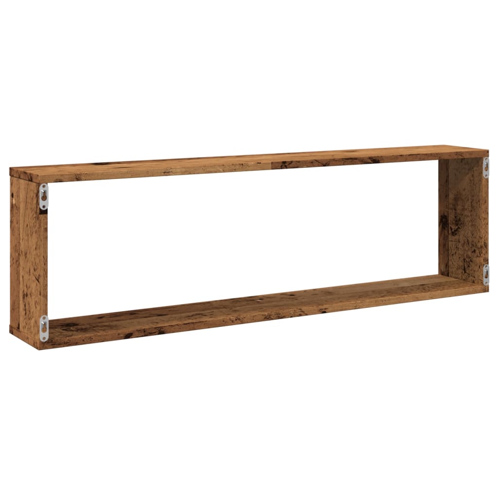 Wandschappen kubus 2 st 100x15x30 cm bewerkt hout oud hout is nu te koop bij PeponiXL, paradijselijk wonen!