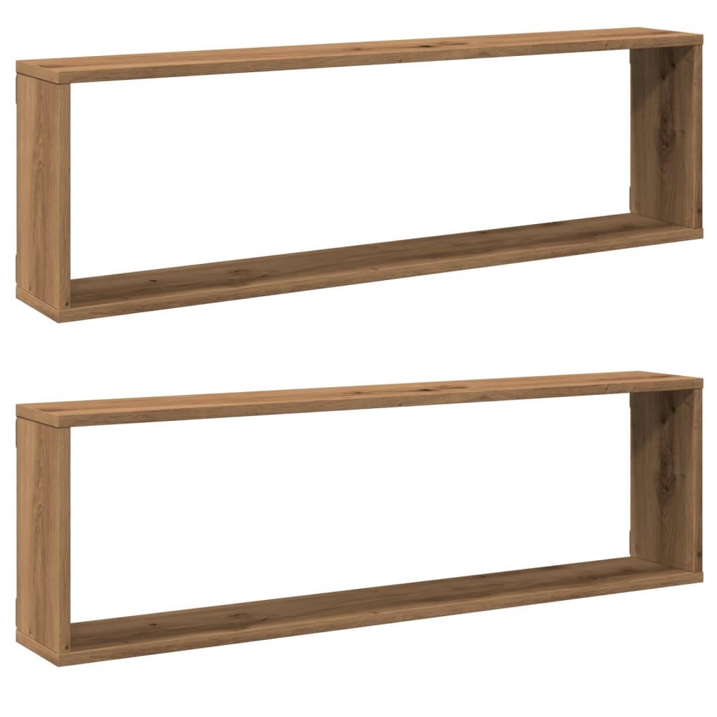 Wandschappen kubus 2st 100x15x30cm bewerkt hout artisanaaleiken is nu te koop bij PeponiXL, paradijselijk wonen!
