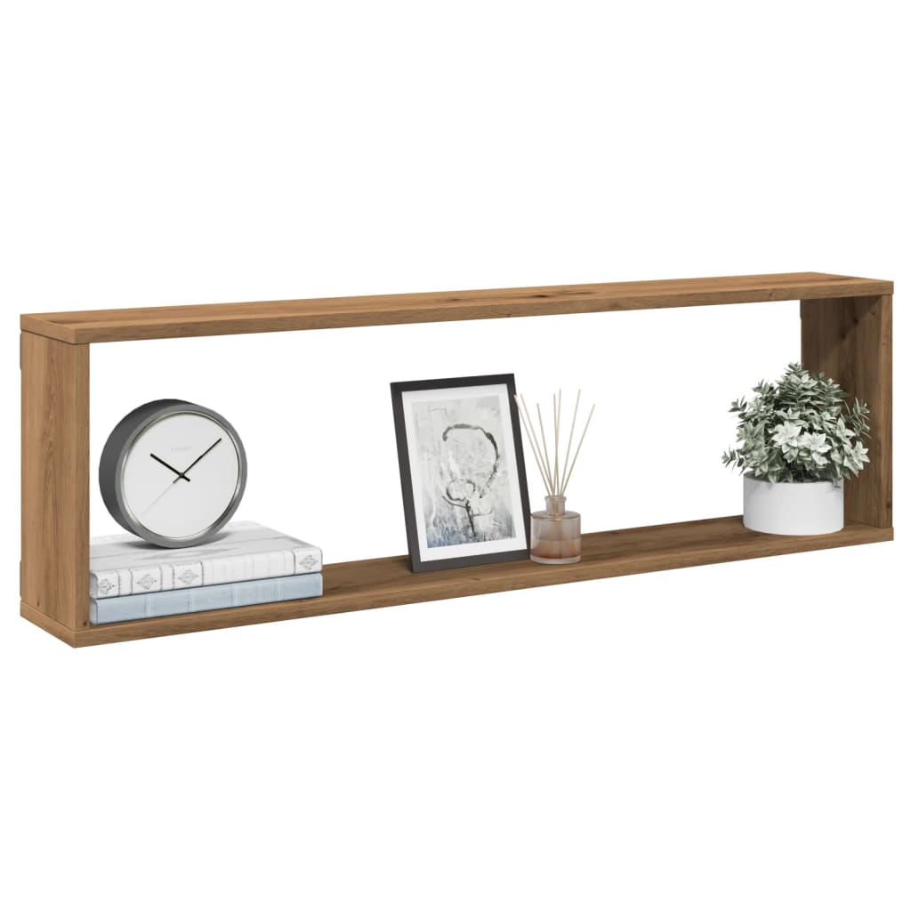Wandschappen kubus 2st 100x15x30cm bewerkt hout artisanaaleiken is nu te koop bij PeponiXL, paradijselijk wonen!