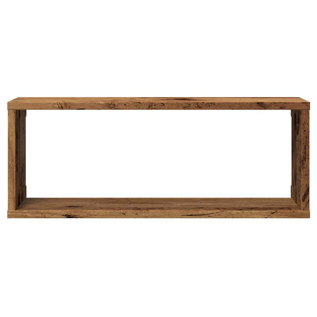 Wandschappen kubus 2 st 60x15x23 cm bewerkt hout oud houtkleur is nu te koop bij PeponiXL, paradijselijk wonen!