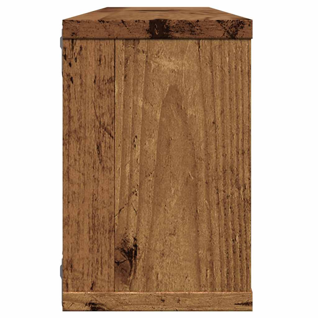Wandschappen kubus 2 st 60x15x23 cm bewerkt hout oud houtkleur is nu te koop bij PeponiXL, paradijselijk wonen!