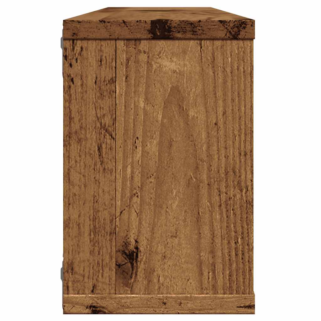 Wandschappen kubus 4 st 60x15x23 cm bewerkt hout oud houtkleur is nu te koop bij PeponiXL, paradijselijk wonen!