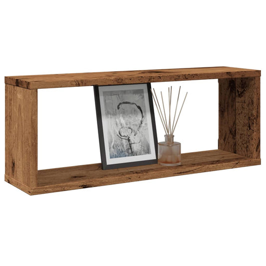 Wandschappen kubus 6 st 60x15x23 cm bewerkt hout oud houtkleur is nu te koop bij PeponiXL, paradijselijk wonen!