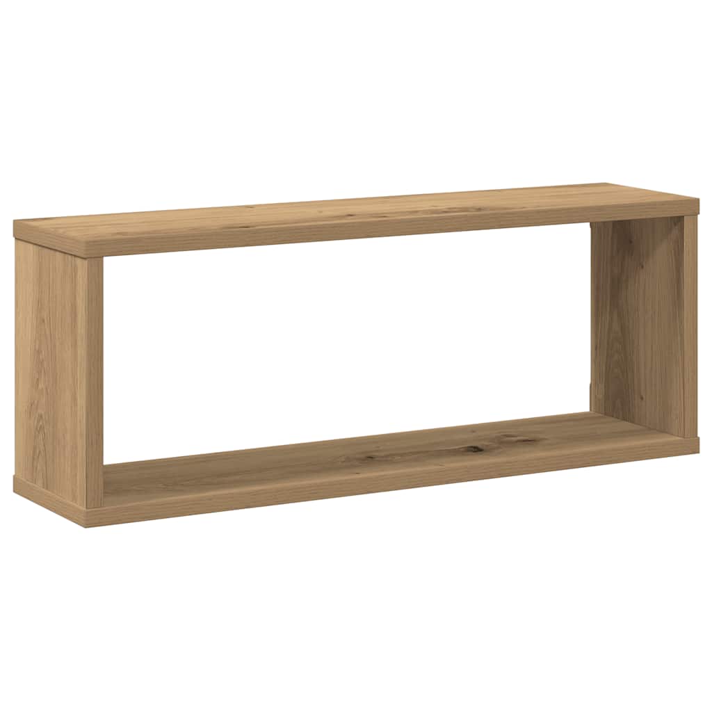 Wandschappen kubus 2 st 60x15x23 cm hout artisanaal eiken is nu te koop bij PeponiXL, paradijselijk wonen!
