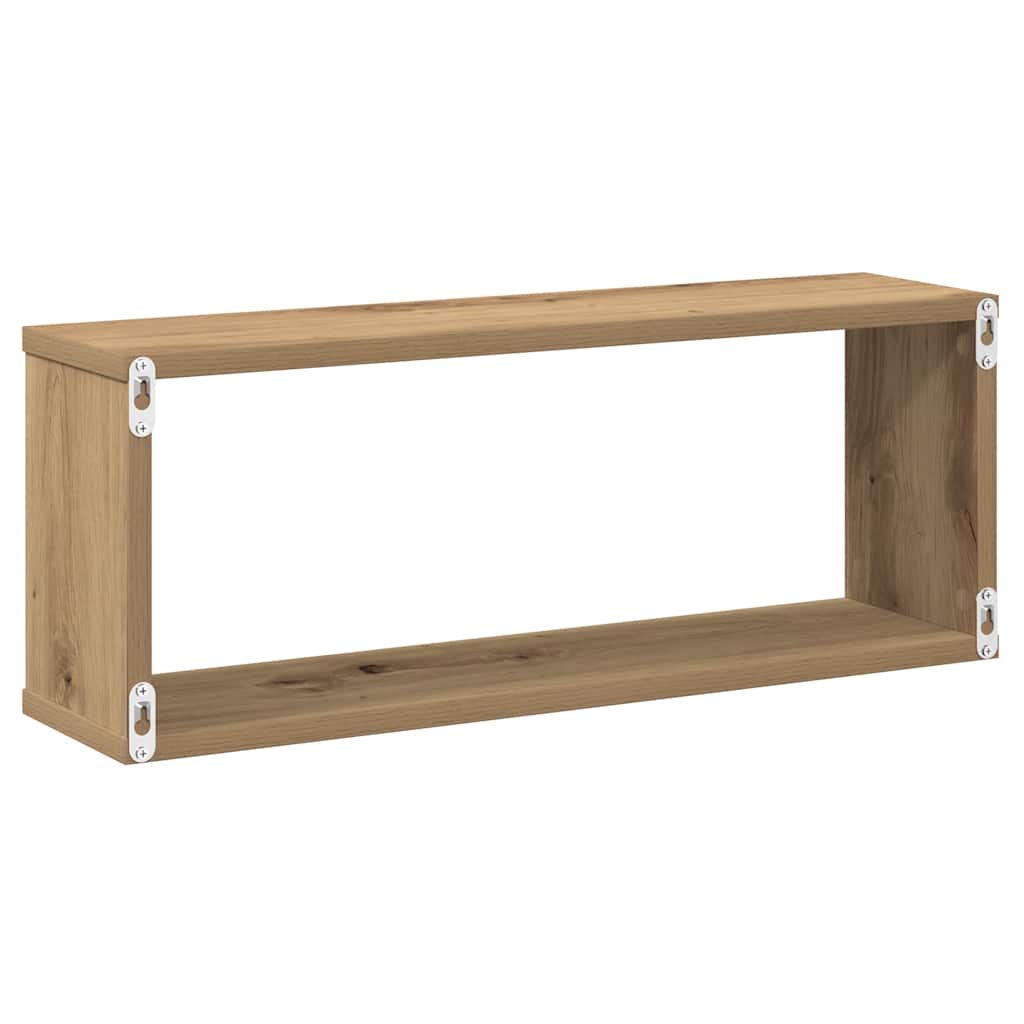 Wandschappen kubus 2 st 60x15x23 cm hout artisanaal eiken is nu te koop bij PeponiXL, paradijselijk wonen!