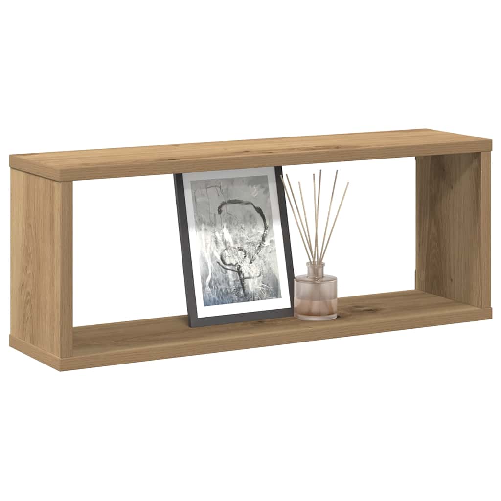 Wandschappen kubus 2 st 60x15x23 cm hout artisanaal eiken is nu te koop bij PeponiXL, paradijselijk wonen!
