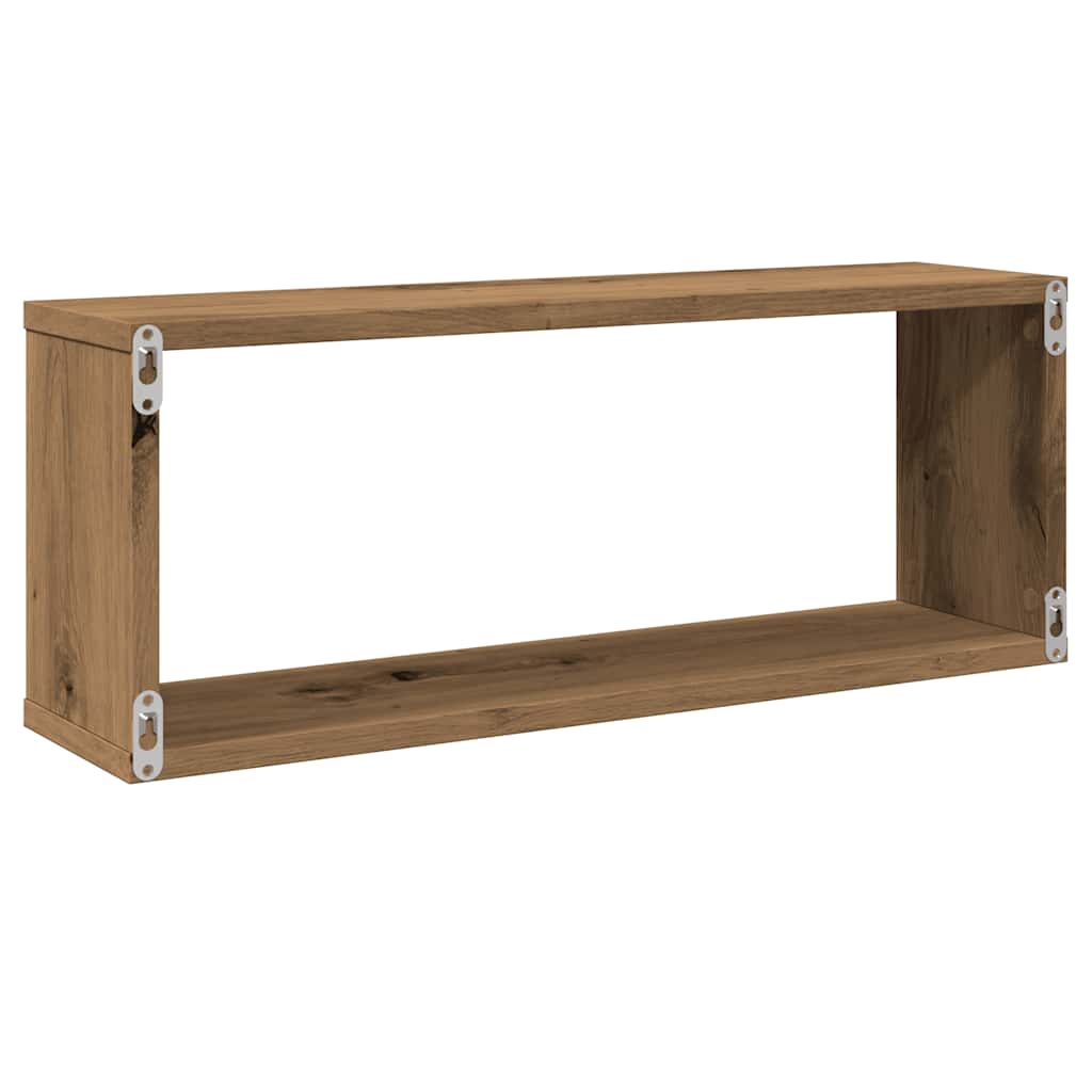 Wandschappen kubus 4 st 60x15x23 cm hout artisanaal eiken is nu te koop bij PeponiXL, paradijselijk wonen!