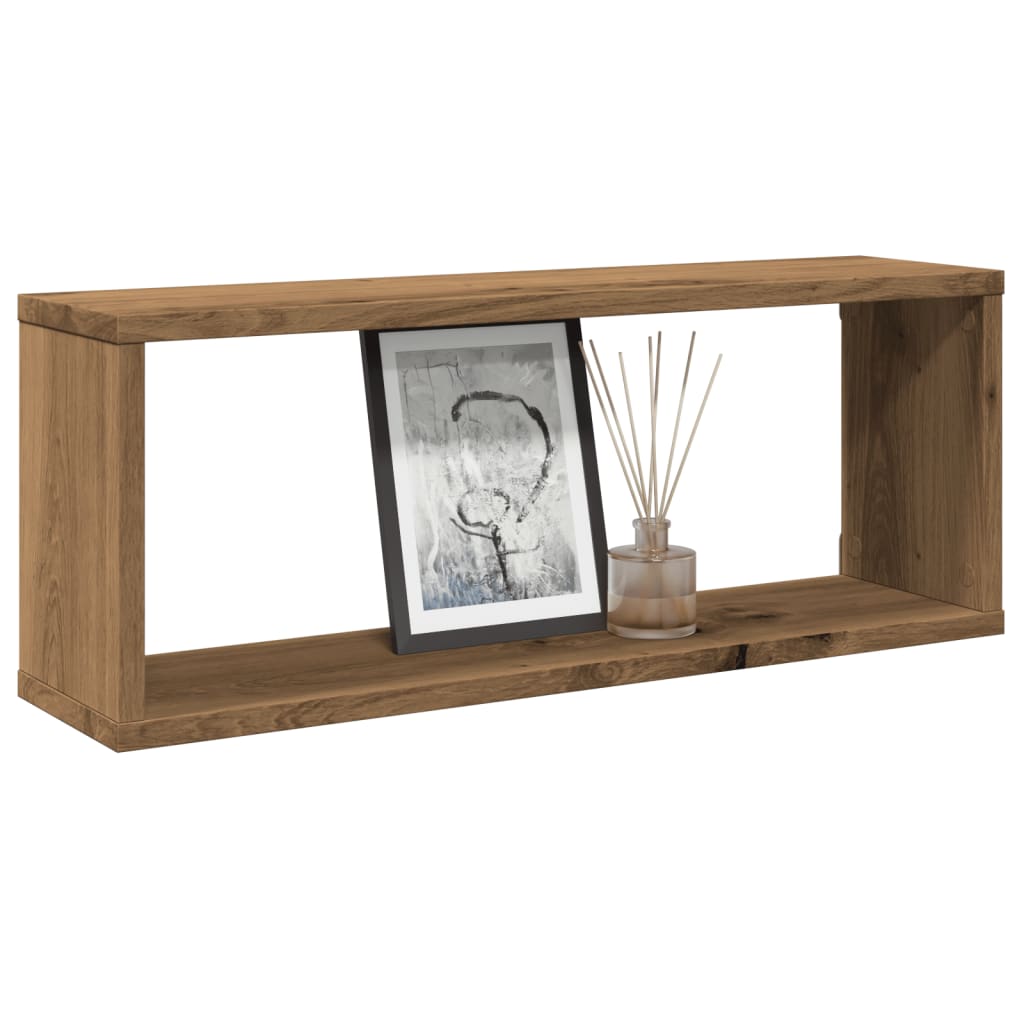 Wandschappen kubus 4 st 60x15x23 cm hout artisanaal eiken is nu te koop bij PeponiXL, paradijselijk wonen!