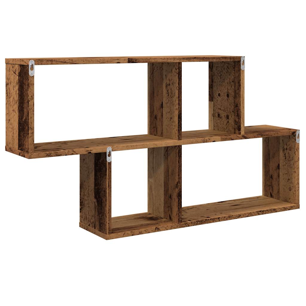 Wandschap 100x18x53 cm bewerkt hout oud houtkleurig is nu te koop bij PeponiXL, paradijselijk wonen!