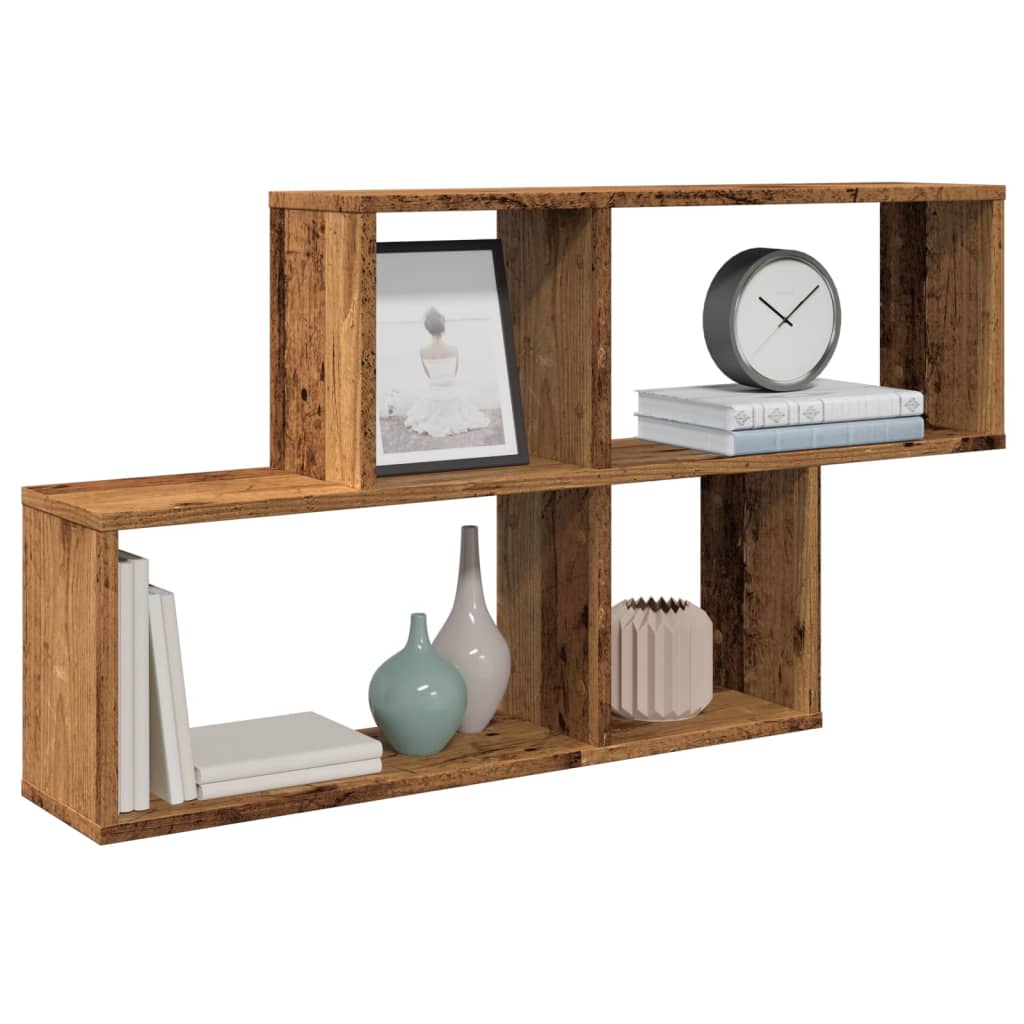 Wandschap 100x18x53 cm bewerkt hout oud houtkleurig is nu te koop bij PeponiXL, paradijselijk wonen!