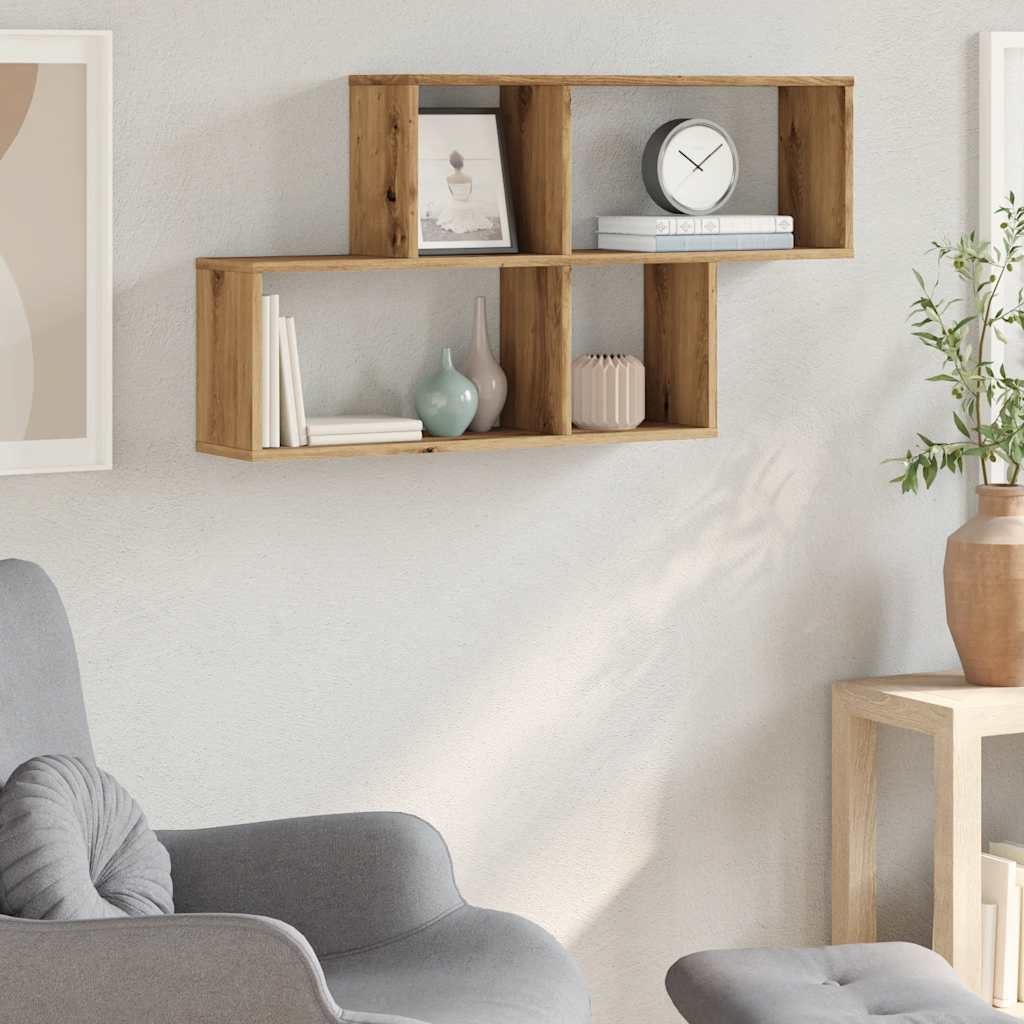 Wandschap 100x18x53 cm bewerkt hout artisanaal eikenkleurig is nu te koop bij PeponiXL, paradijselijk wonen!