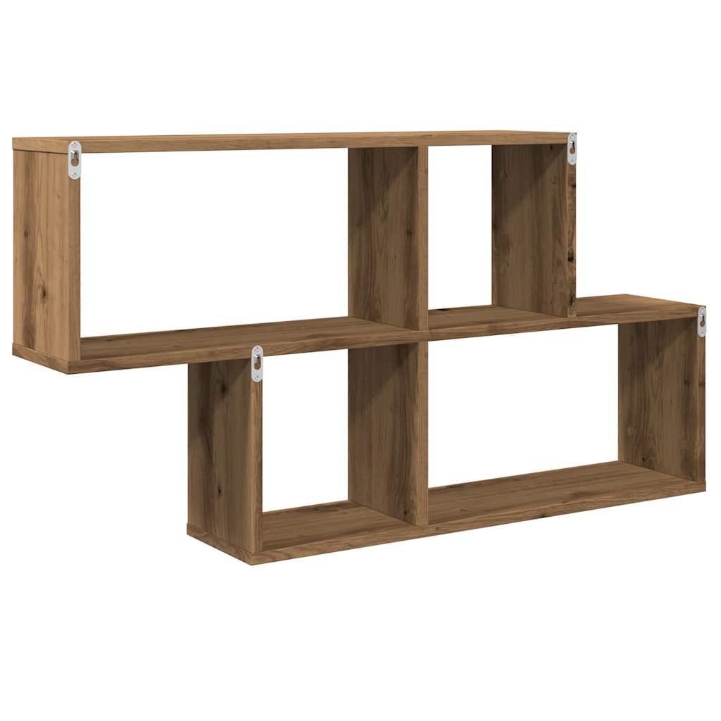 Wandschap 100x18x53 cm bewerkt hout artisanaal eikenkleurig is nu te koop bij PeponiXL, paradijselijk wonen!